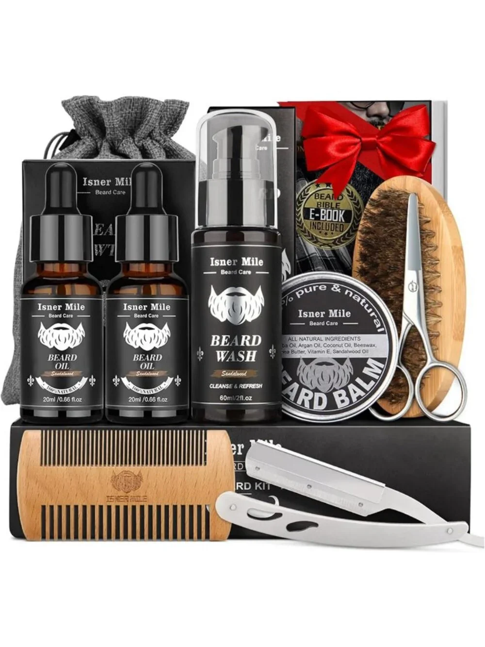 Beard Grooming Kit for Men - Oil, Balm, Wash, Brush & Razor | Perfect Gift for